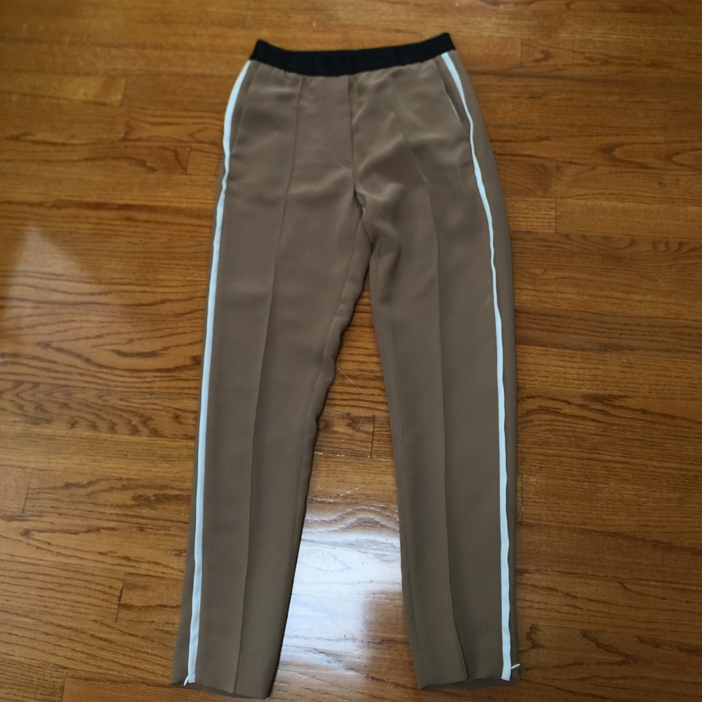 Sandro tan pants with white side stripe